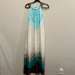 Chico's Halter Maxi Dress Aqua Teal Ombre Size 0.5 / US 6